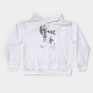 Windmill Vintage Patent Hand Drawing Kids Hoodie